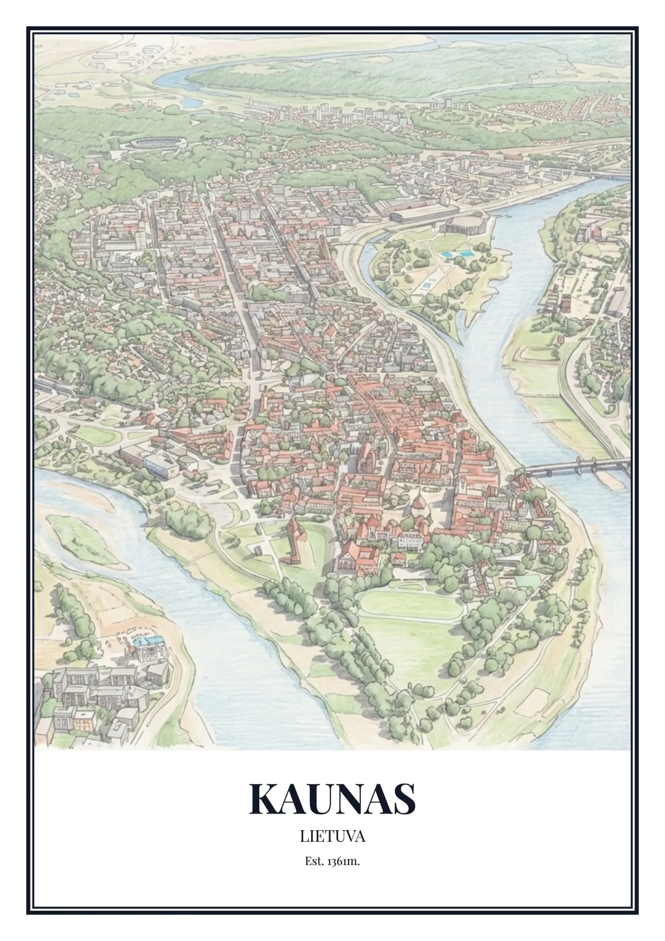 Kaunas Town Poster (A1, Light)