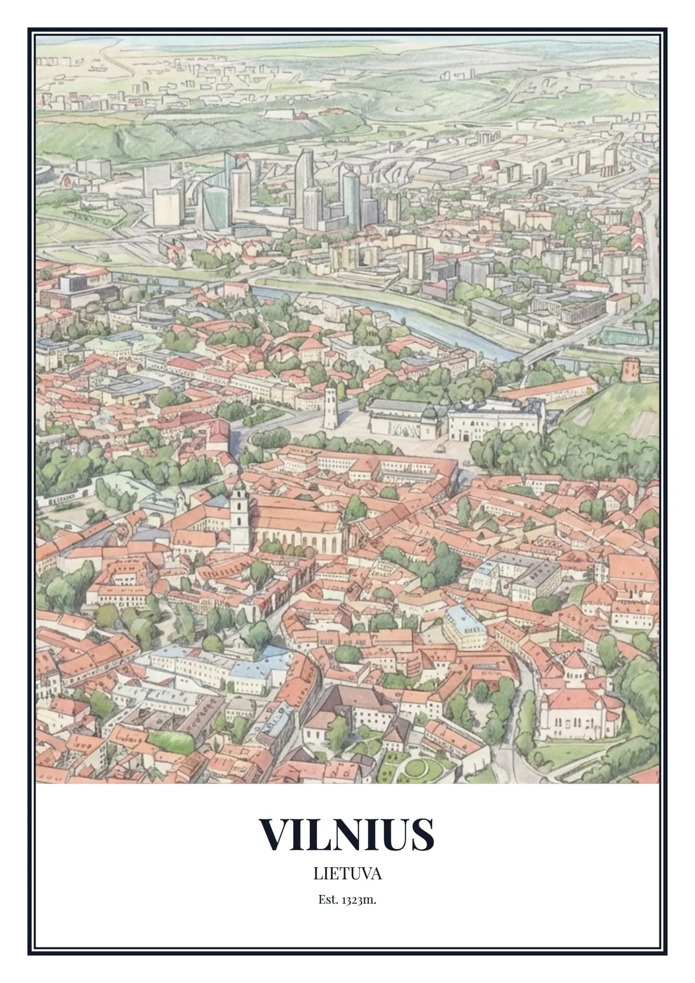 Vilnius Town Poster (A1, Light)