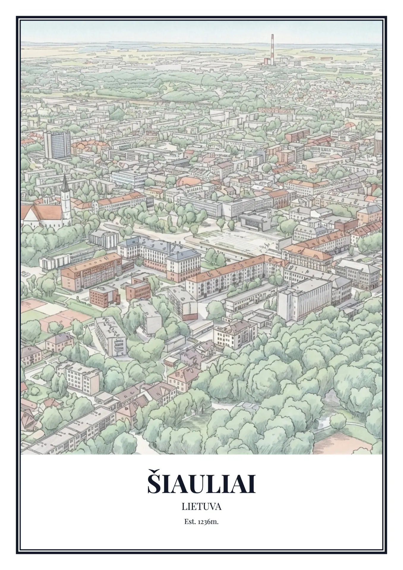 Šiauliai Town Poster (A1, Light)